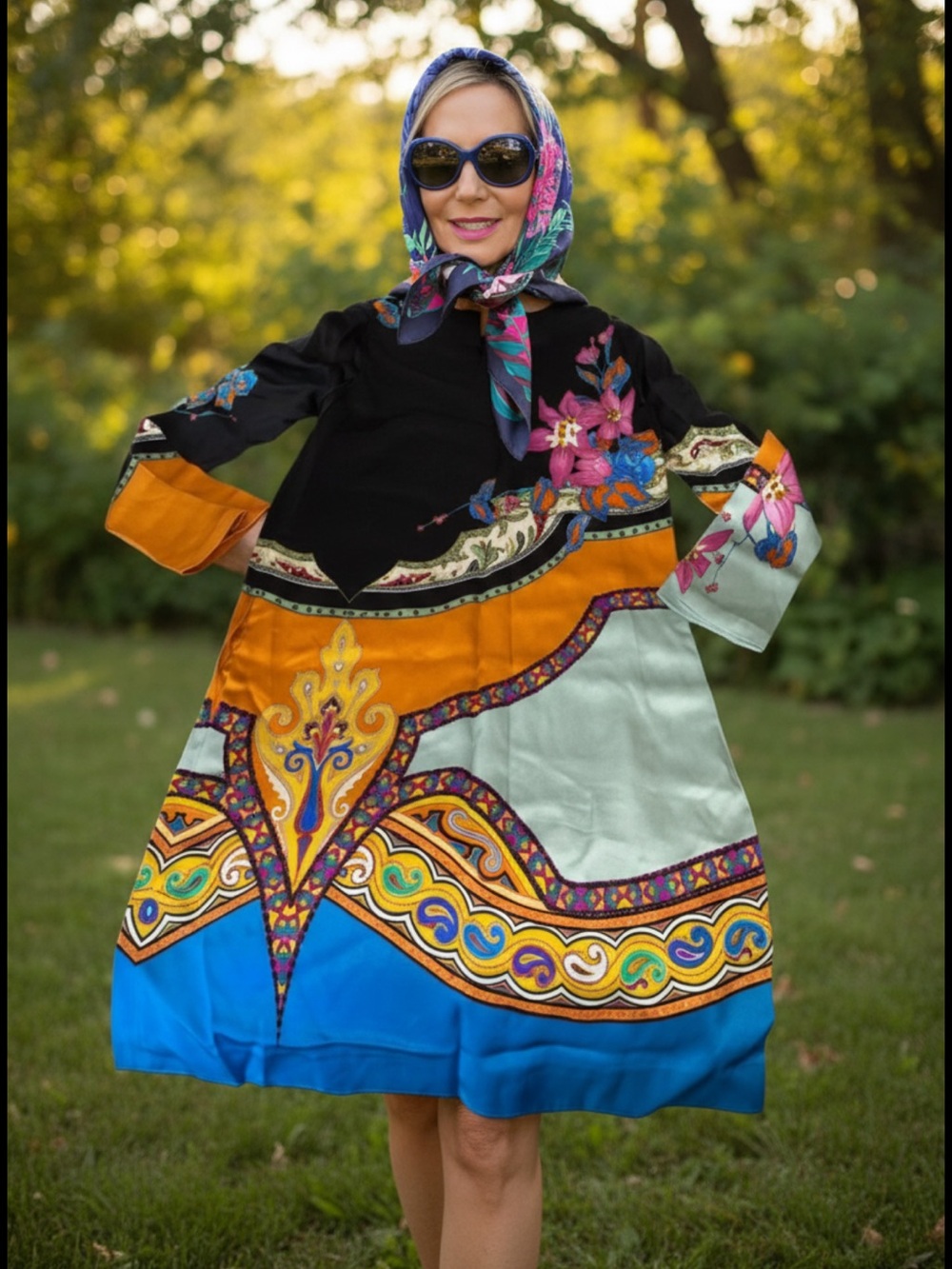 Etro Black Skirt with Blue, Pink & Orange Floral Print - Picture 6 of 6